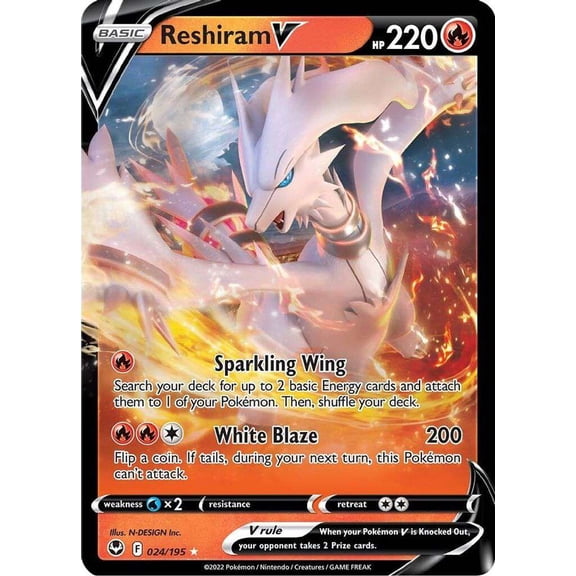 Pokemon Sword & Shield Silver Tempest Ultra Rare Reshiram V #24