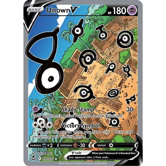 Pokemon Sword & Shield Silver Tempest Ultra Rare Unown V #177 (Alternate Full Art)