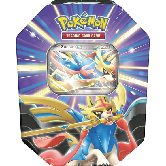 Pokemon Sword & Shield Slashing Legends Zacian ex Tin Set (4 Booster Packs & Promo Card)