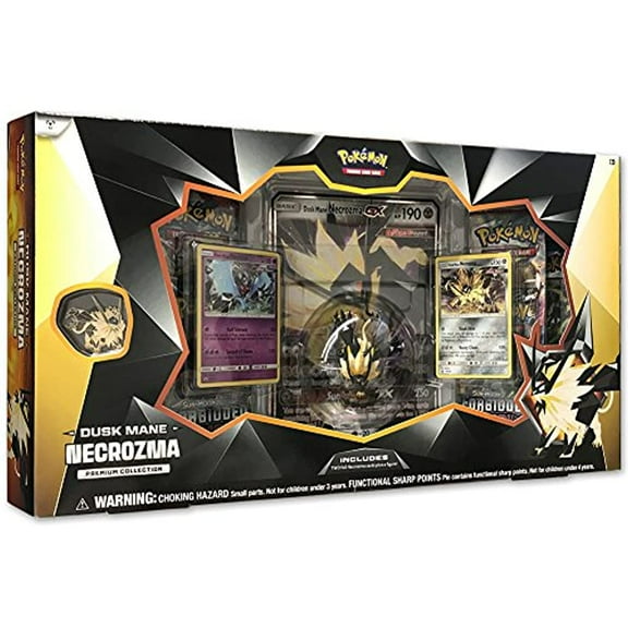 Pokemon TCG Dusk Mane Necrozma Premium Collection Pokemon Card and Figurine Set Features 2 Foil Promo Cards 5 Booster Packs Oversize Necrozma GX Card Action Figure Pin Online Code Card
