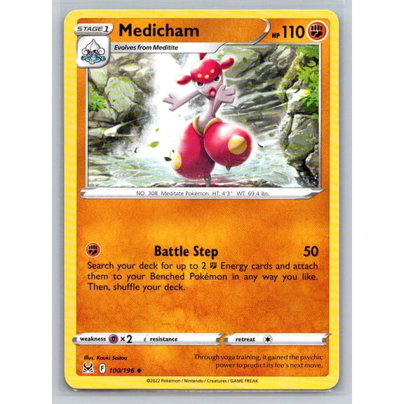Pokemon TCG Medicham Uncommon Trading Card - Lost Origin SWSH11 #100/196 2022