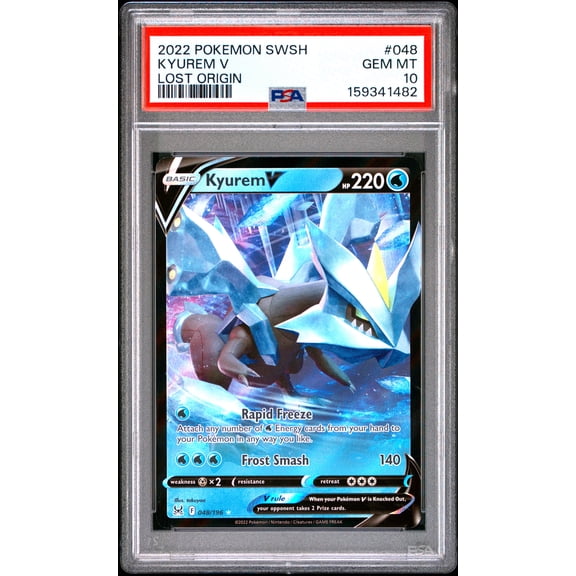 Pokemon TCG, PSA Graded 10 GEM MINT, Kyurem V Lost Origin #048, Sword & Shield Lost Origin, Fully Encapsulated Bundle with Compatible Pokemon Hard Sealed Case