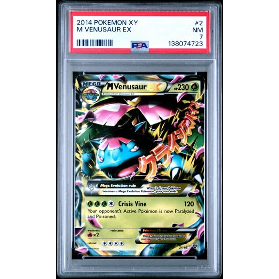 Pokemon TCG, PSA Graded 7 NM, M Venusaur Ex #2, Xy, Fully Encapsulated Bundle with Compatible Pokemon Hard Sealed Case
