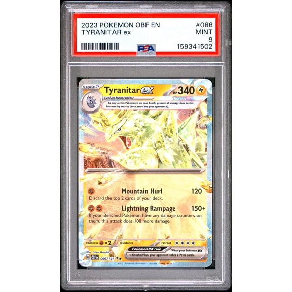 Pokemon TCG, PSA Graded 9 MINT, Tyranitar Ex #066, Obf En Obsidian Flames, Fully Encapsulated Bundle with Compatible Pokemon Hard Sealed Case