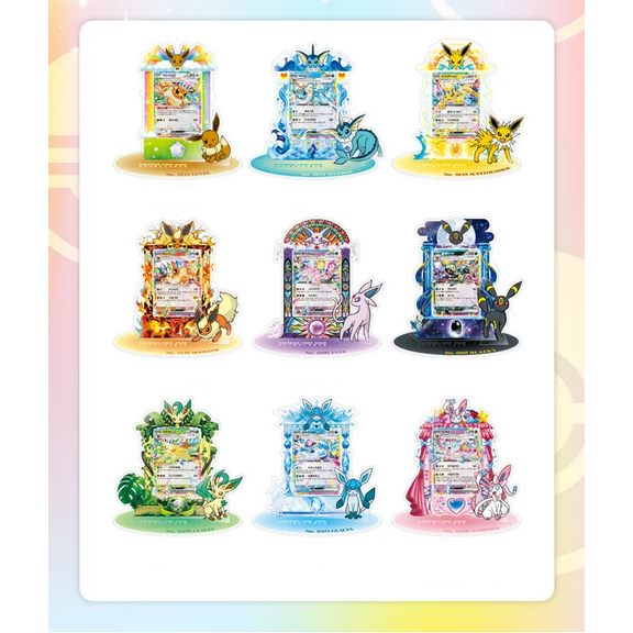 Pokemon TCG: Pokemon Center Eeveelution Prismatic Evolutions Acrylic Stand Set - Complete Set of 9