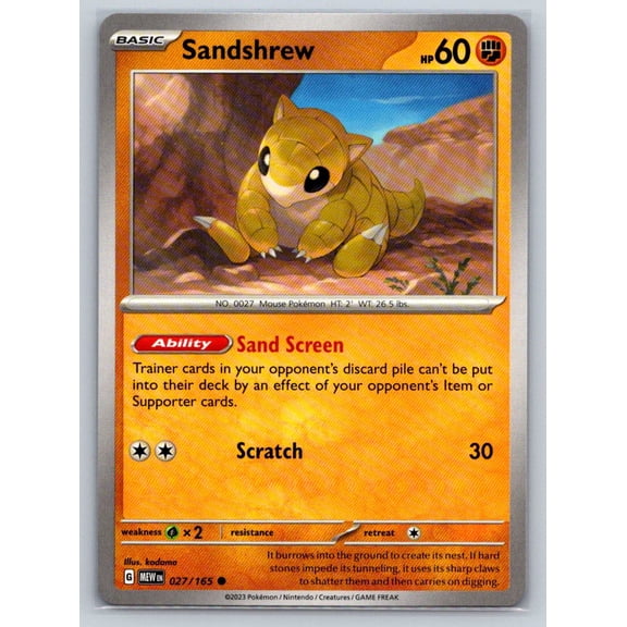 Pokemon TCG Scarlet & Violet 151 Sandshrew Common Trading Card 027/165