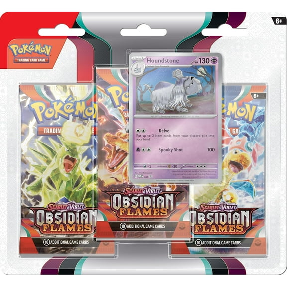 Pokemon Cards - Scarlet & Violet Obsidian Flames - HOUNDSTONE BLISTER PACK (3 Boosters & 1 Foil)