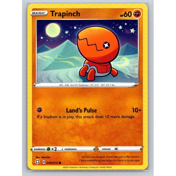 Pokemon TCG Shining Fates Trapinch Common Trading Card #040/072 2021 English