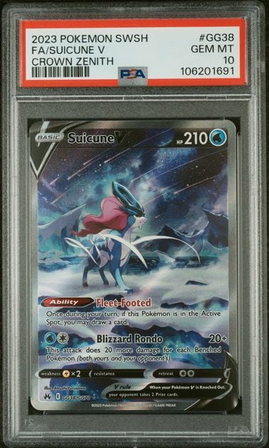 Pokemon TCG Suicune V Full Art GG38/GG70 Crown Zenith - PSA 10 GEM