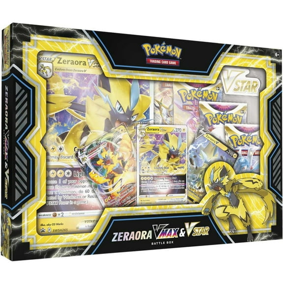 Pokemon Cards - ZERAORA VMAX & VSTAR BATTLE BOX (4 packs, Foils, Oversize Foil & More)