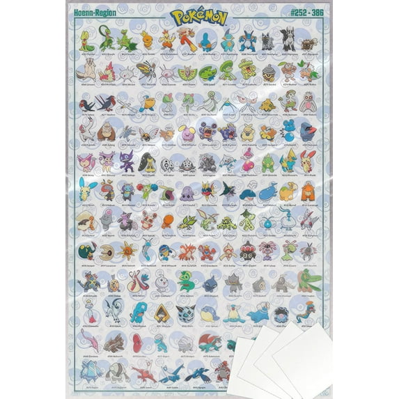 Pokemon - TV Show Gaming Poster (Hoenn-Region - Pokemons #252-386) (Size: 24" x 36") (Laminated Poster & Poster Strips)