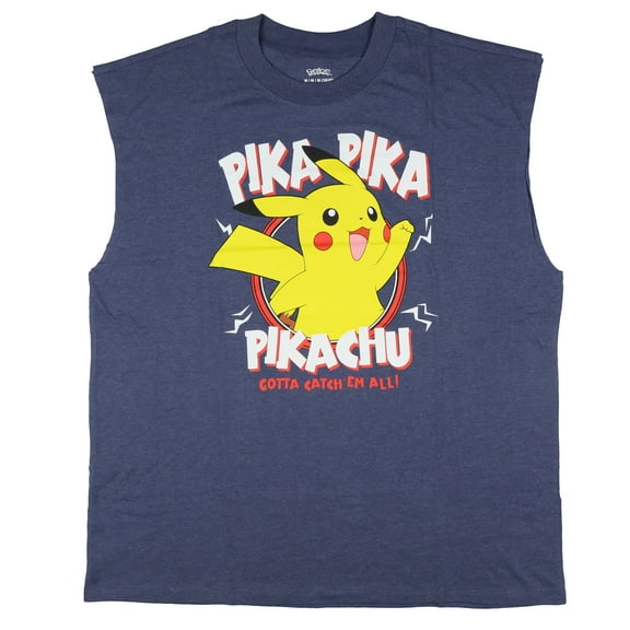 Pokemon Tank Top Men's Pika Pika Pikachu Adult Muscle Sleeveless T-Shirt