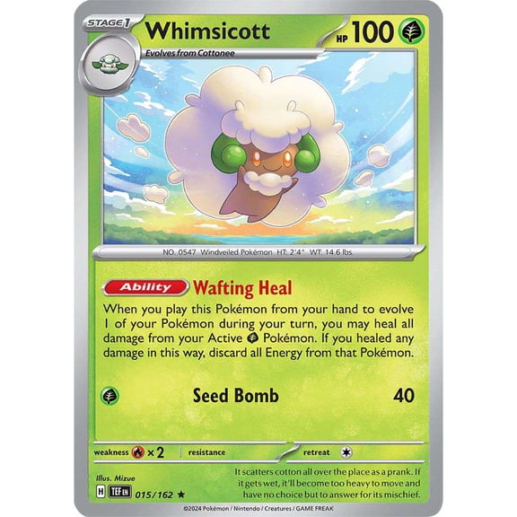 Pokemon Scarlet & Violet Temporal Forces Rare Whimsicott #15