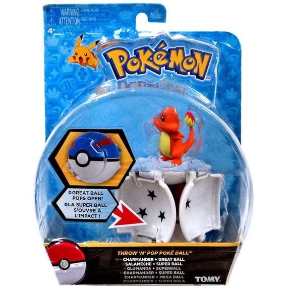 Pokemon Throw 'n' Pop Pokeball Charmander & Great Ball Figure Set