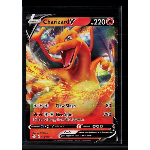 Pokemon Trading Card 2020 Darkness Ablaze Charizard V Holo Rare #19/189