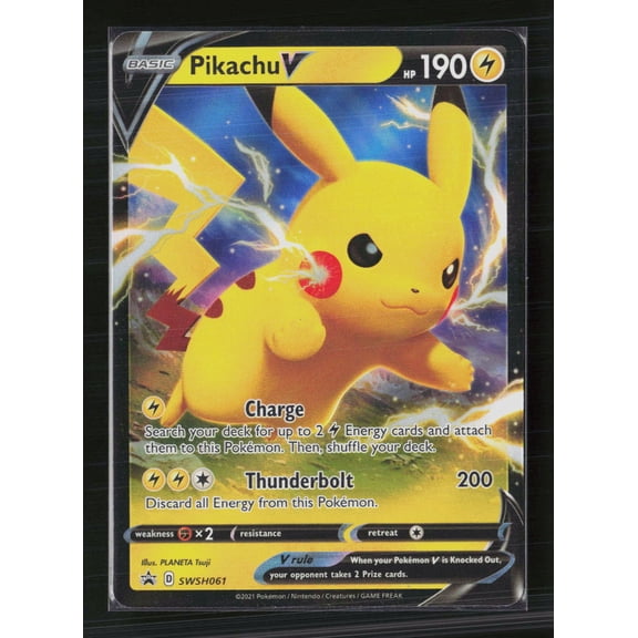 Pokemon Trading Card 2021 Sword & Shield Pikachu V Holo Black Star Promo SWSH061