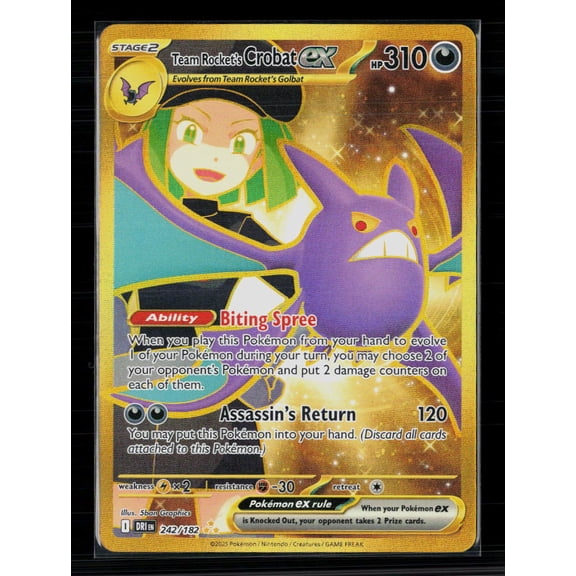 Pokemon Trading Card 2025 Destined Rivals Team Rocket's Crobat ex Holo Secret Rare HR 242/182 English
