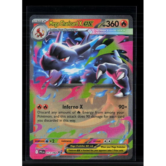 Pokemon Trading Card 2025 Mega Evolution Phantasmal Flames Mega Charizard X EX Holo Double Rare 13/94