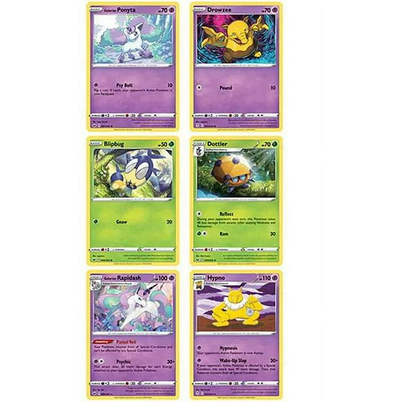 Pokemon Trading Card Game Galarian Ponyta, Drowzee, Blipburg, Dottler, Galarian Rapidash & Hypno Set of 6 Promo Single Cards