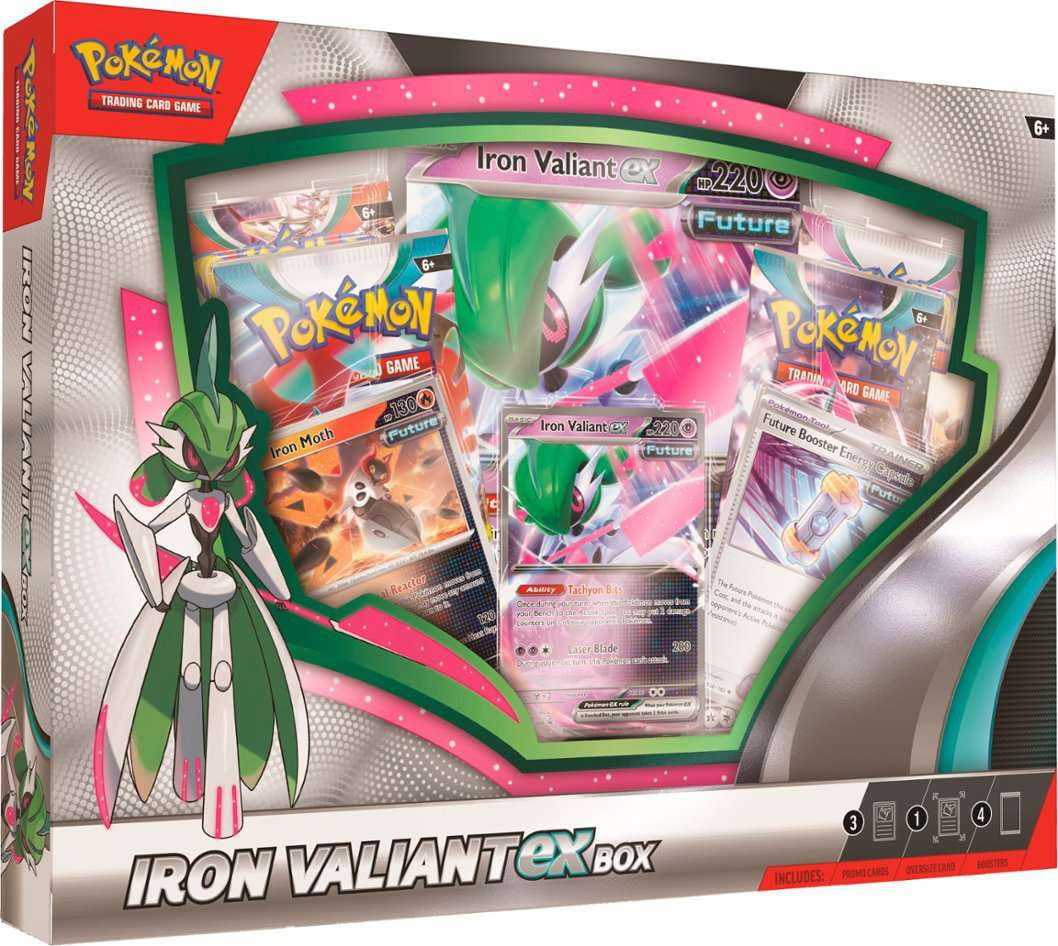 Pokemon Trading Card Game Iron Valiant ex Box (4 Booster Packs & More)
