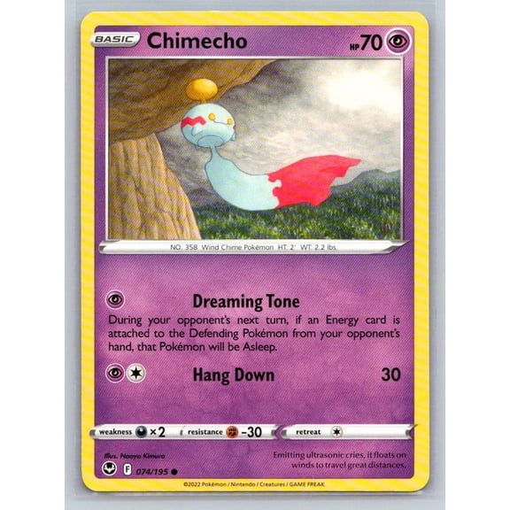 Pokemon Trading Card Game Silver Tempest Chimecho Common 074/195 English Near Mint 2022