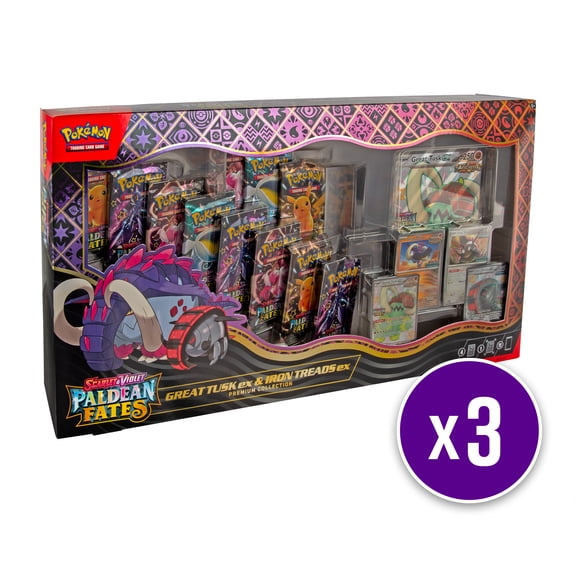 Pokemon Trading Card Games 25 Great Tusk Iron Threads Ex Premium Collection - 3Pack