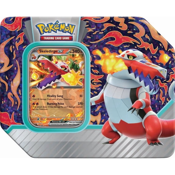 Pokemon Trading Card Games Paldea Partners Tin Skeledirge Ex - 5 Booster Packs and 1 foil card