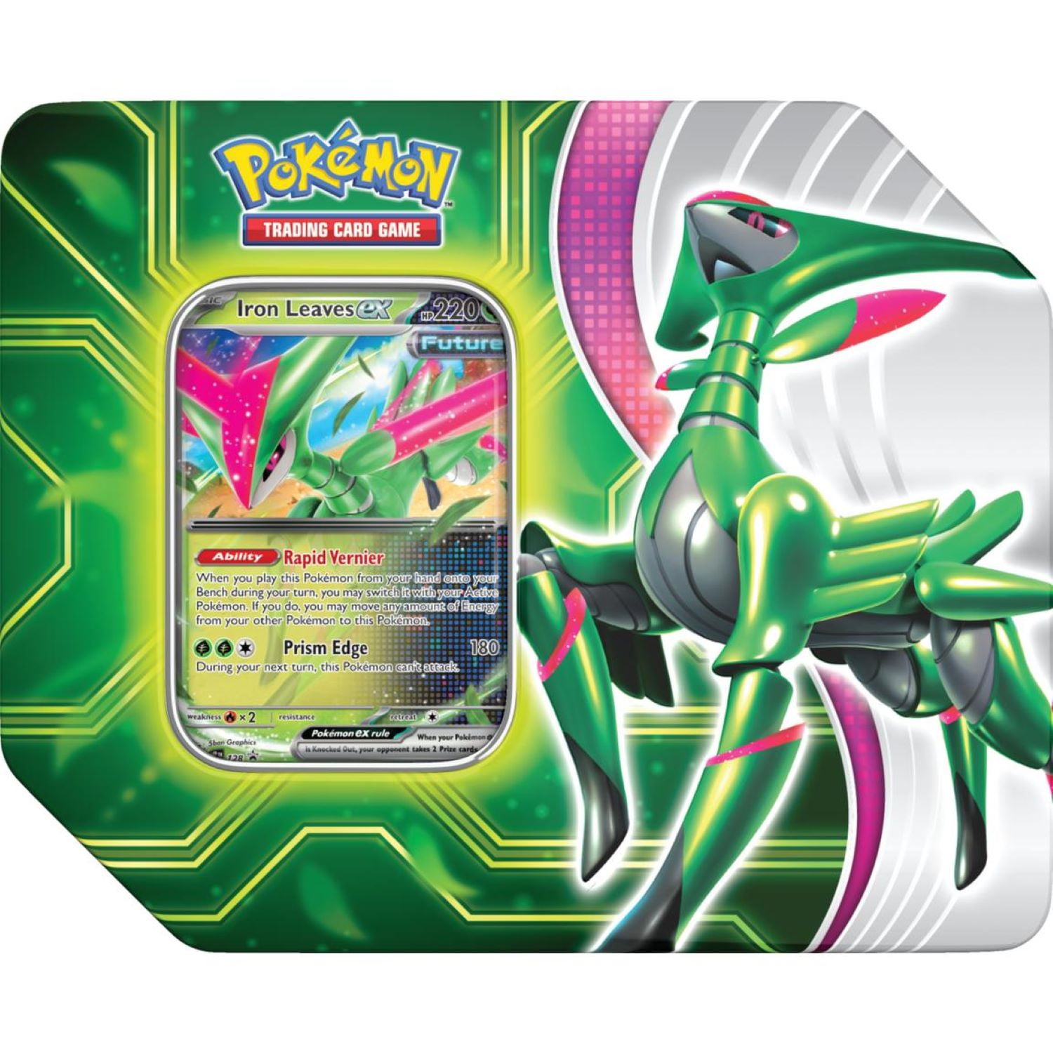 Pokemon Trading Card Games Paradox Clash Iron Leaves Tin - 5 Booster Packs