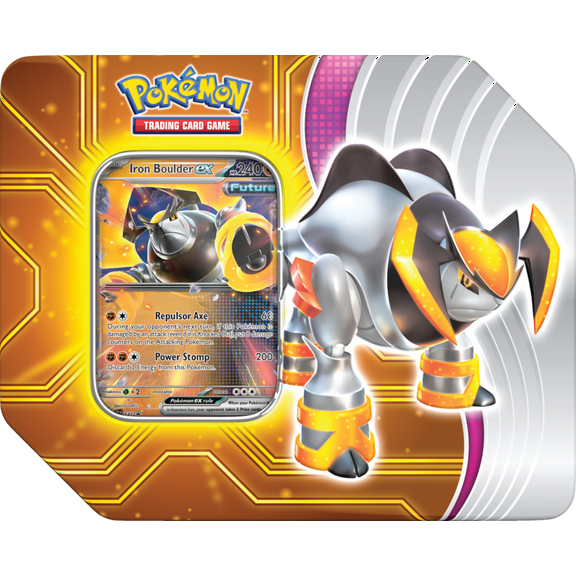 Pokemon Trading Card Games Paradox Destinies Tin - Iron Boulder Ex