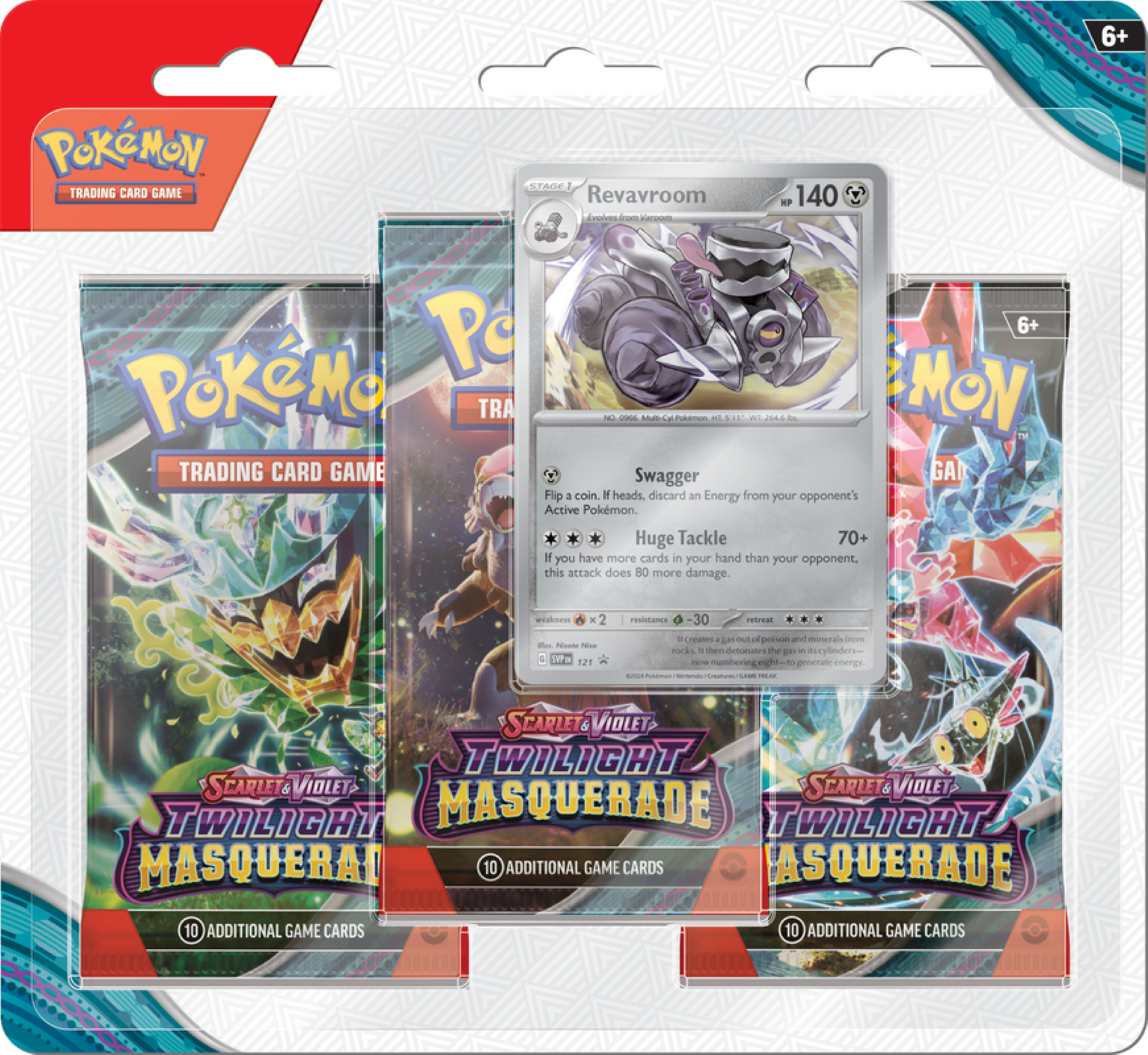 Pokemon TCG: Twilight Masquerade SV6 3-Pack Booster with Revavroom Promo  Card - Walmart.com