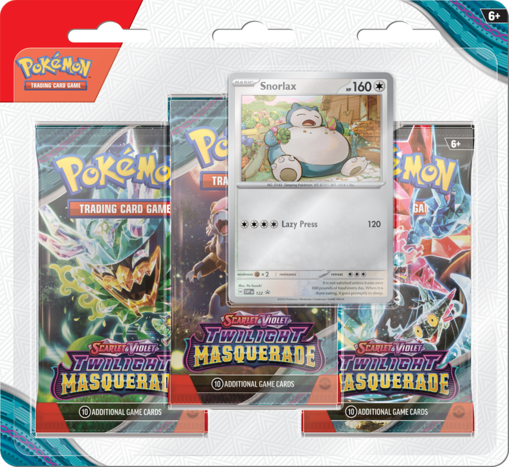 Pokemon SV6 Twilight Masquerade Blister, Snorlax Promo, 3 Booster