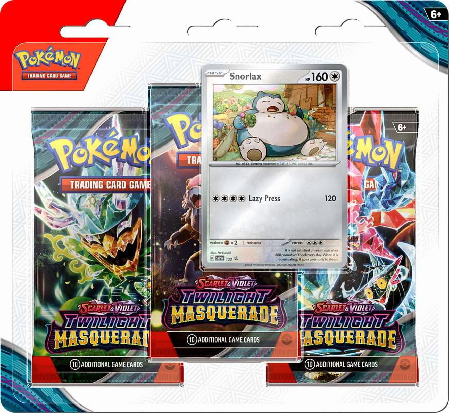 Pokemon Twilight Masquerade Snorlax Special Edition, 3 Booster Packs, Foil  Promo Card - Walmart.com