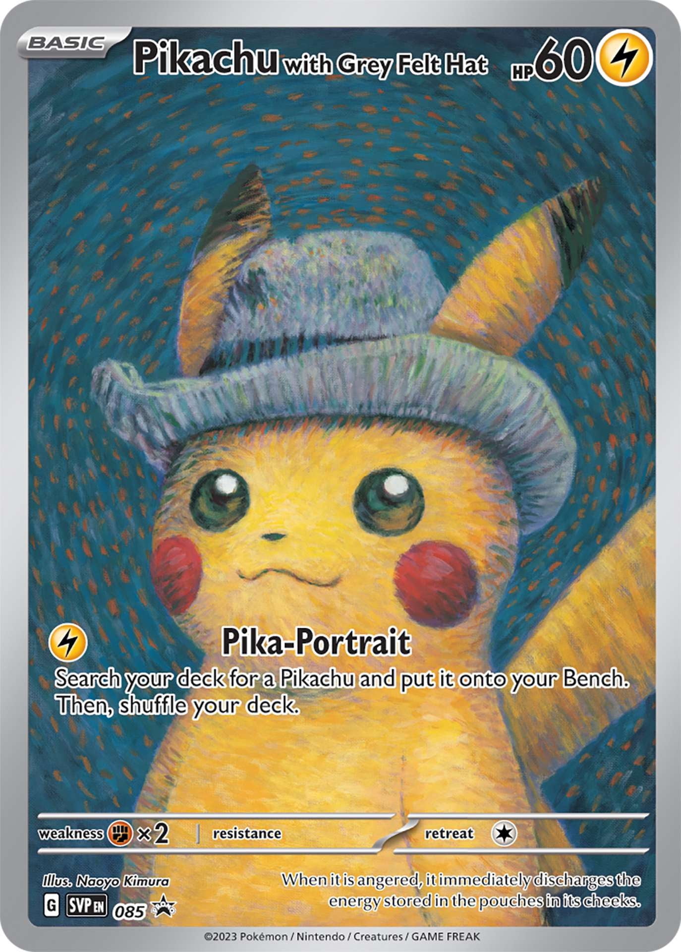 Pokemon Van Gogh Museum Pikachu with Grey Felt Hat Promo Single
