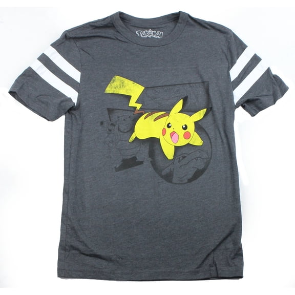 Pokemon Varsity Mens T-Shirt - Pikachu Saga Fighting Image