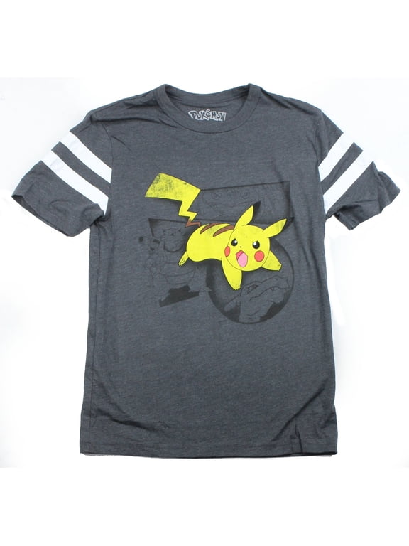Pokemon Varsity Mens T-Shirt - Pikachu Saga Fighting Image (Small)
