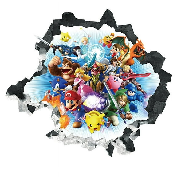 Pokemon Wall Sticker For Bedroom Living Room Nursery Party Decorations Anime Cartoon Background Self-Adhesive Wall Decor Baby Boy Girl Kids Room Wall Mural Decor Poster Gift