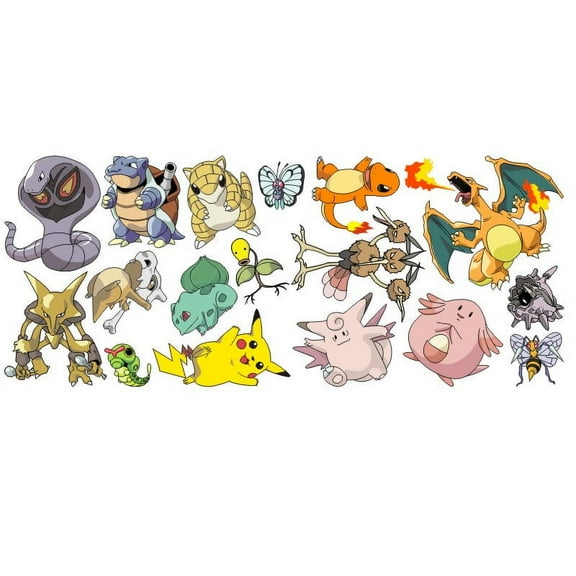 Pokemon Wall Sticker For Bedroom Living Room Nursery Party Decorations Anime Cartoon Background Self-Adhesive Wall Decor Baby Boy Girl Kids Room Wall Mural Decor Poster Gift