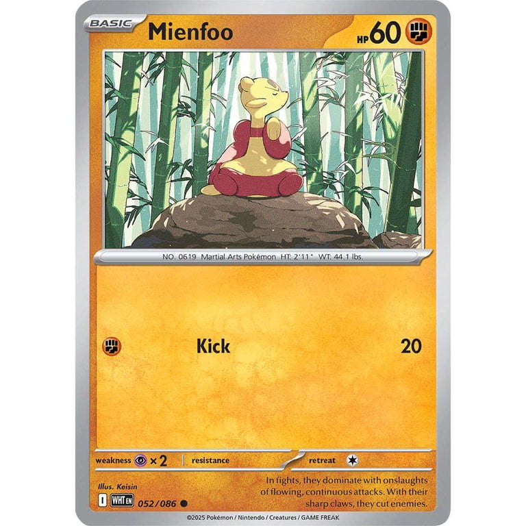 Pokemon White Flare Common Mienfoo #52 - Walmart.com