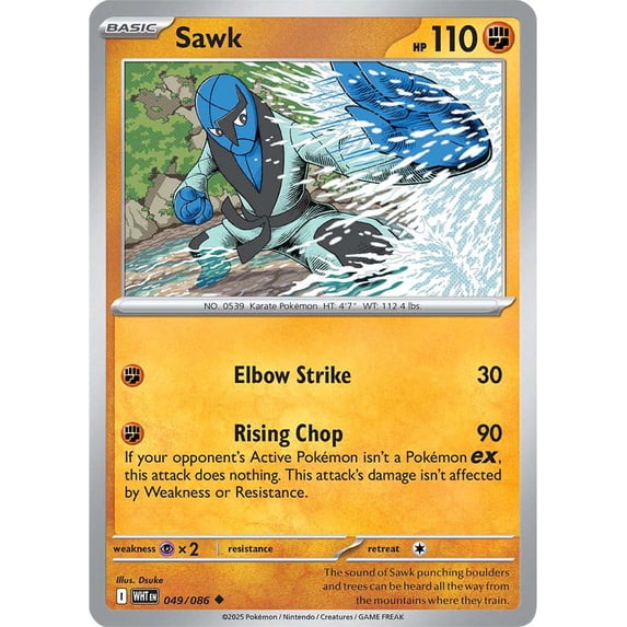 Pokemon White Flare Uncommon Sawk #49