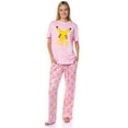 thumbnail image 1 of Pokemon Women's Pikachu Faces 2 Piece Shirt and Pants Adult Pajama Lounge Set, 1 of 8