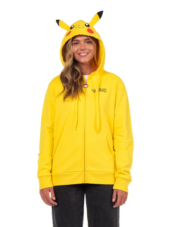 Pokemon Hoodie Women's Costume Character Zip-Up Hooded Costume Sweatshirt - Pikachu or Eevee
