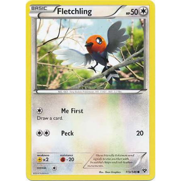 Pokemon XY Base Set Common Fletchling #113