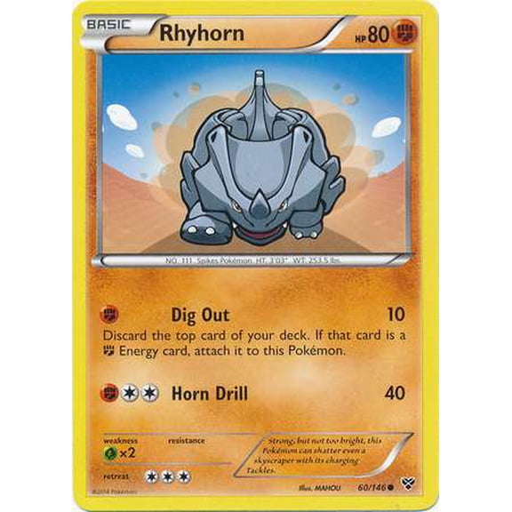Pokemon XY Base Set Common Rhyhorn #60