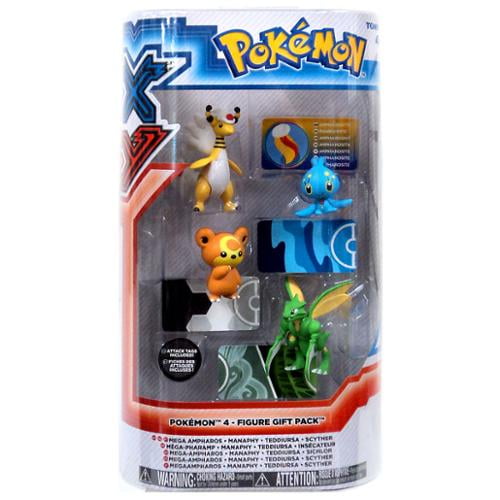 Pokemon XY Mega Ampharos, Manaphy, Teddiursa & Scyther Mini Figure 4-Pack