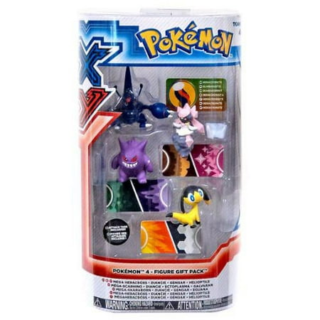 Pokemon XY Mega Heracross, Diancie, Gengar & Heliopatile Mini Figure 4-Pack