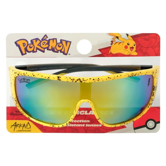 Pokemon Yellow and Black Splatter Large Lens Sports Wrap Kids Sunglasses - Arkaid by Sunstaches