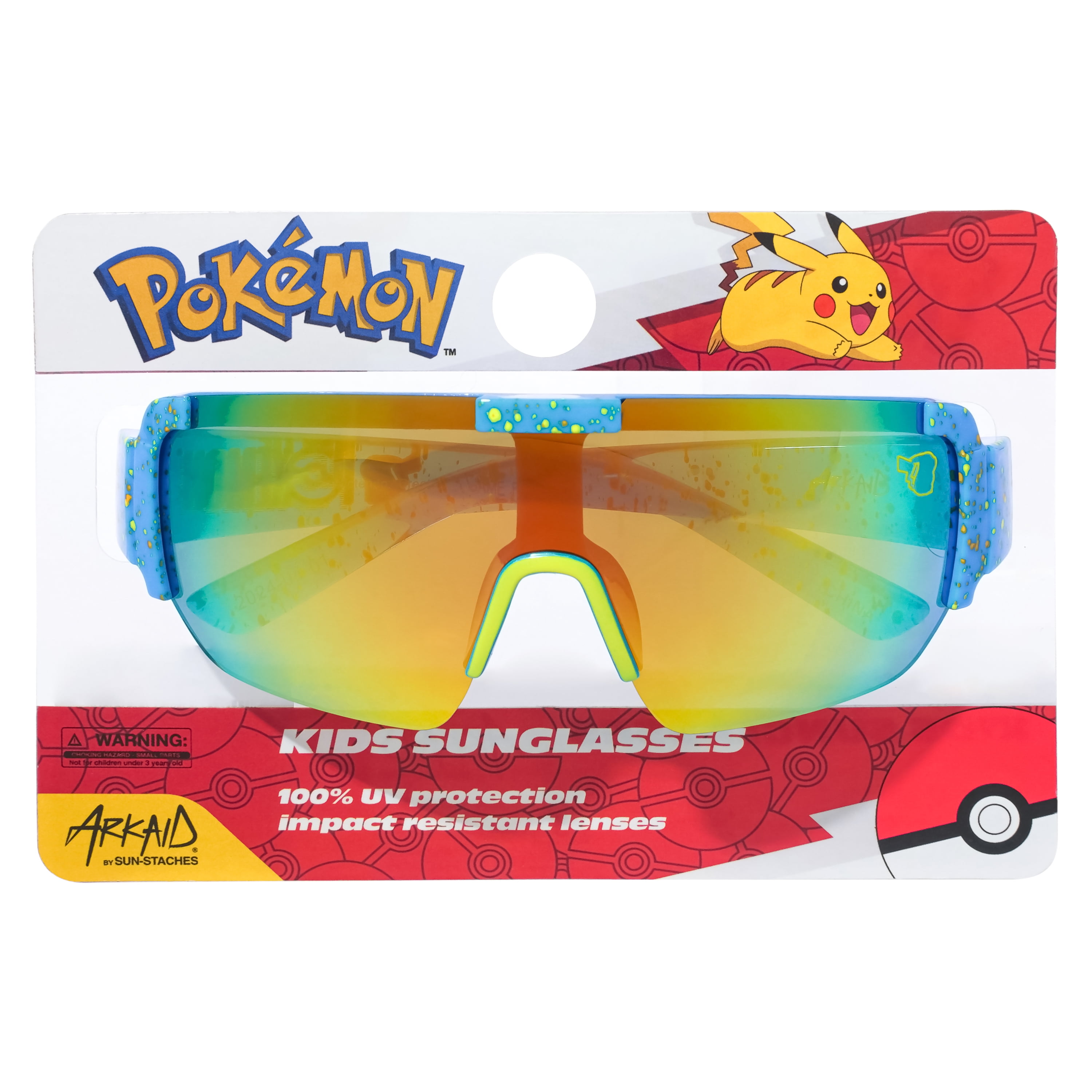 Pokemon Yellow and Blue Tinted Sports Wrap Sunglasses for Kids