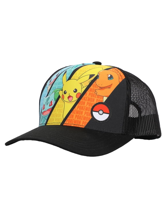 Pokemon Youth Baseball Hat, Adjustable Mesh-Back Snapback Cap