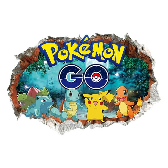 Pokemon wall stickers 3D wall stickers Children wall stickers Cartoon characters wall stickers Cartoon background wall decoration Birthday gift Children bedroom decoration 60*40CM