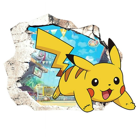 Pokemon wall stickers 3D wall stickers Children wall stickers Cartoon characters wall stickers Cartoon background wall decoration Birthday gift Children bedroom decoration 55*40CM